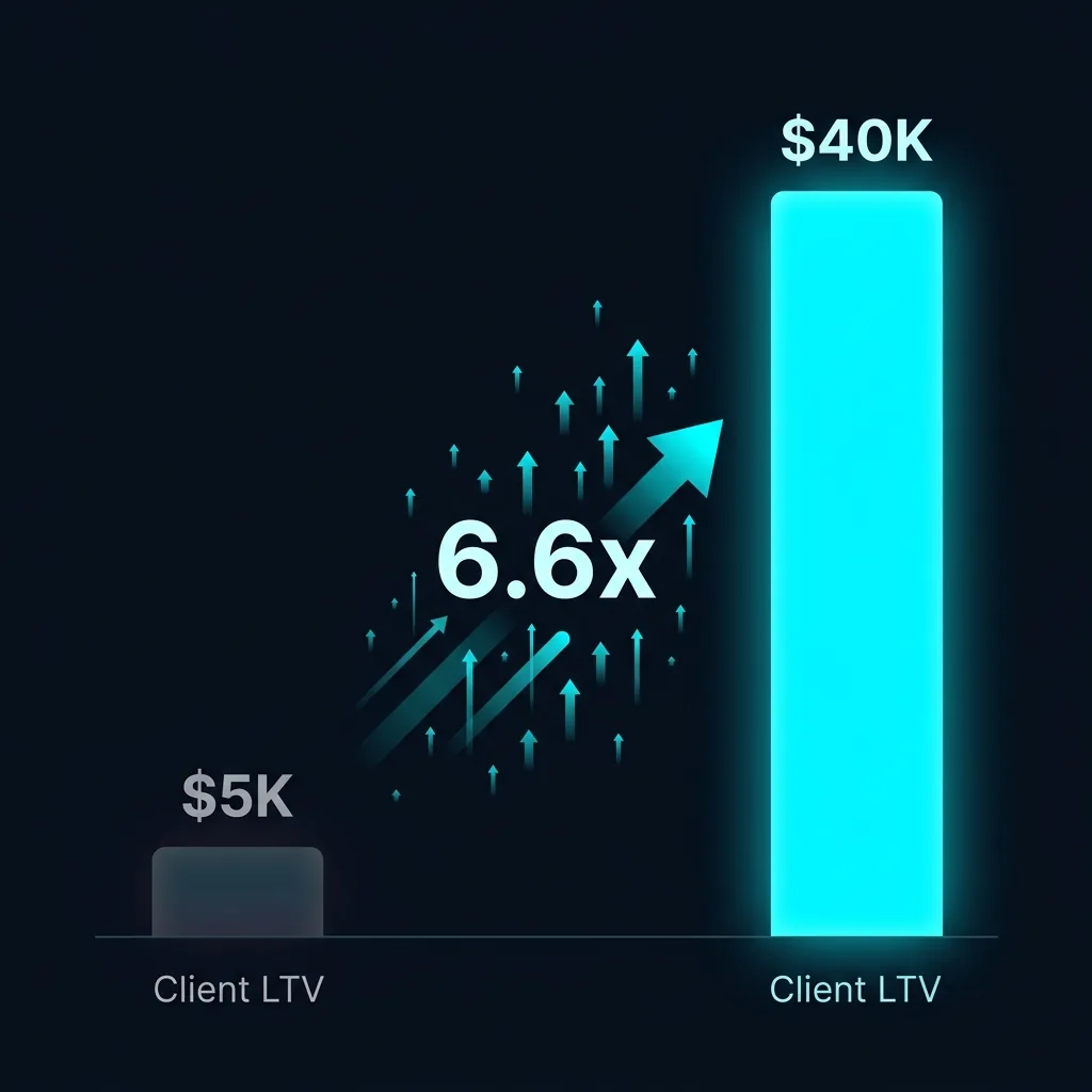 Chart showing a dramatic increase in client lifetime value