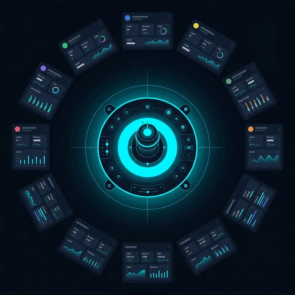 Central dashboard managing multiple individual client accounts