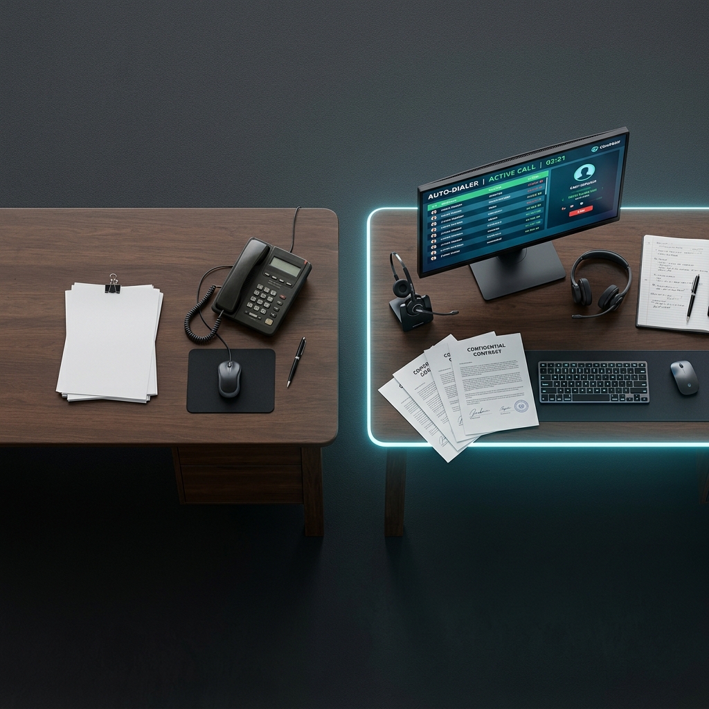 Revenue impact visualization showing how auto-dialers double sales output