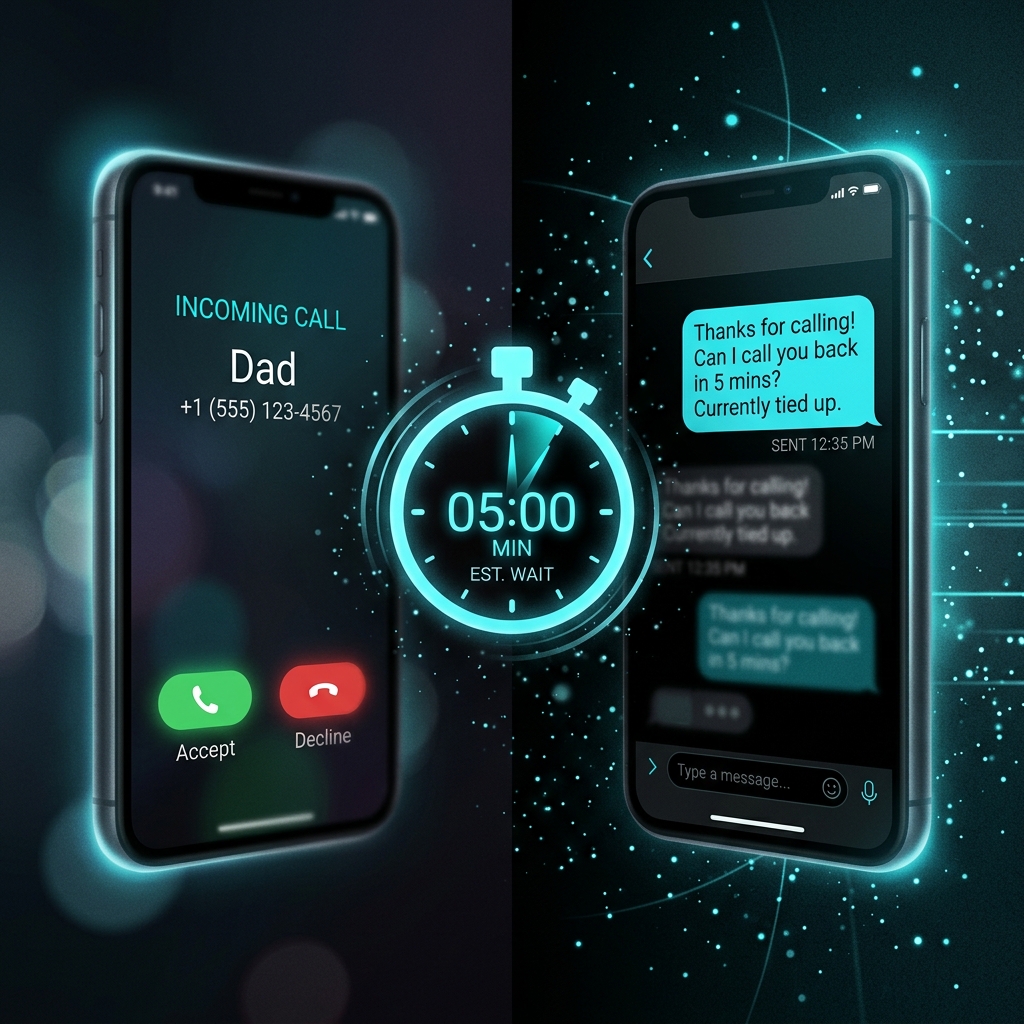 Speed-to-lead concept showing instant automated SMS response to missed calls