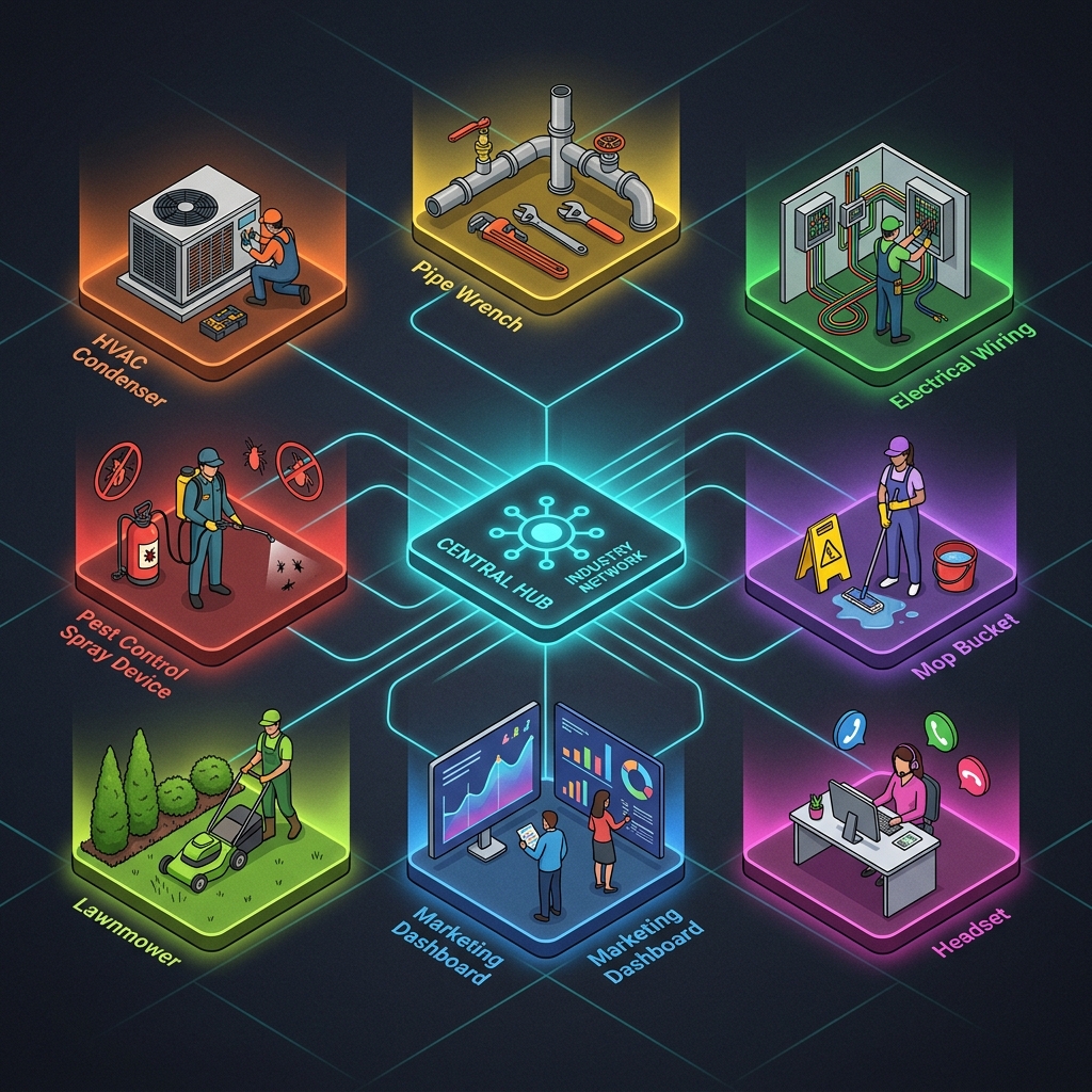 Industry-specific automation playbooks for HVAC, plumbing, electrical, pest control, and cleaning businesses