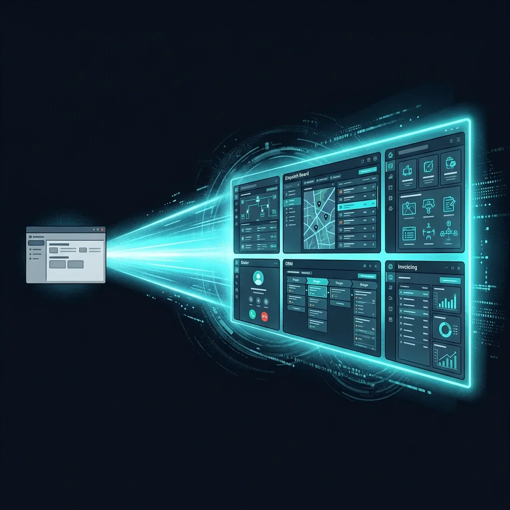 Simple software evolving into a full enterprise platform with dispatch and CRM