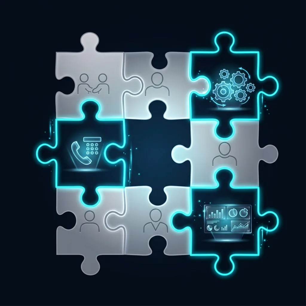 Puzzle with missing pieces representing dialer and automation