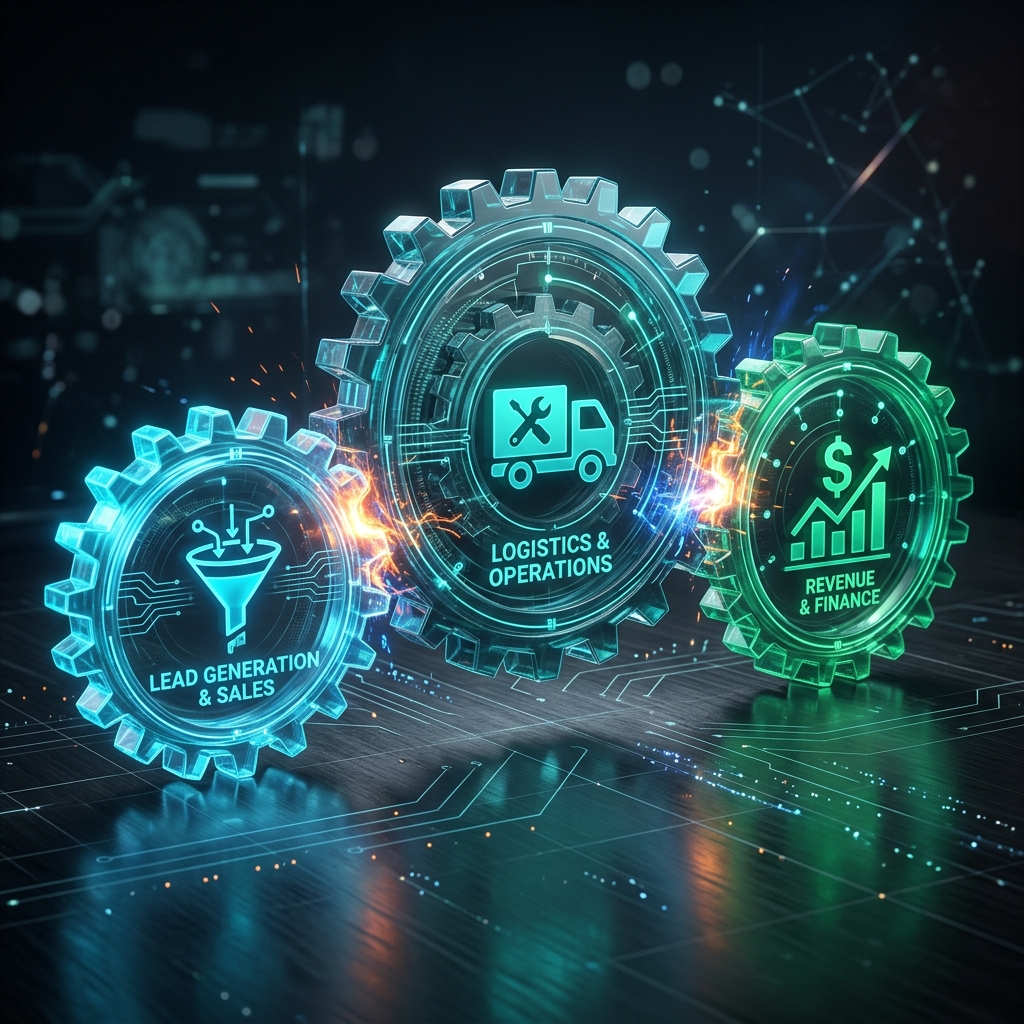 Three operational systems for scaling a service business: lead pipeline, field operations, and financial operations