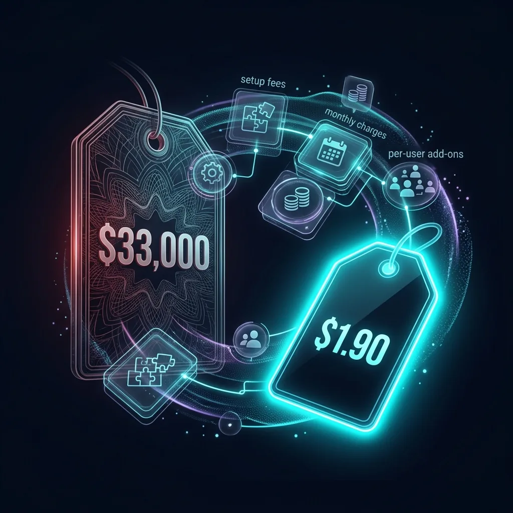 Price tag comparison showing high enterprise pricing versus affordable alternative