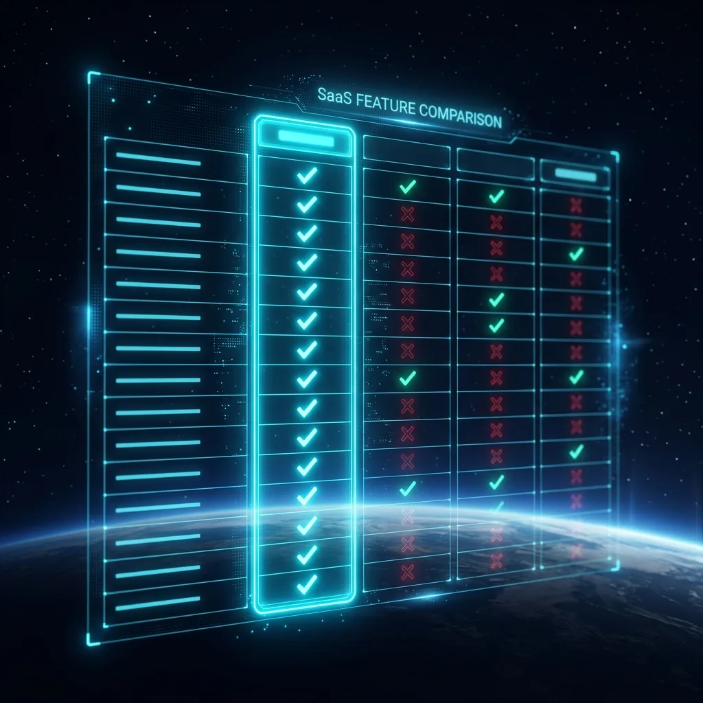 Feature checklist matrix comparing platforms