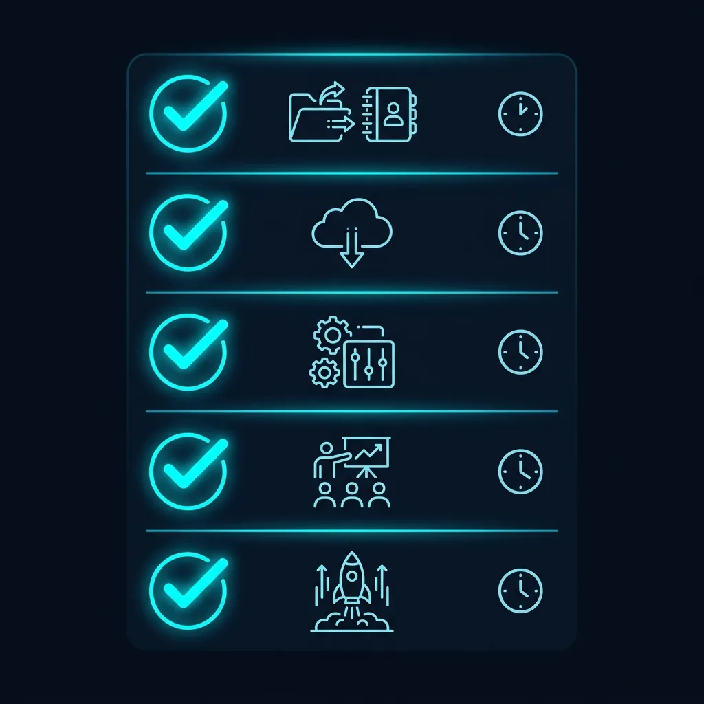 Checklist showing the 5 stages of migration